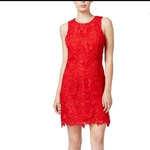 Kensie Womens Crochet Sleeveless Red Dress L (Large)